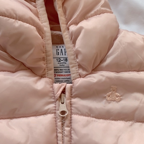 Baby Gap ColdControl Puffer One-Piece, misty rose pink size 12-18 months - Picture 8 of 16